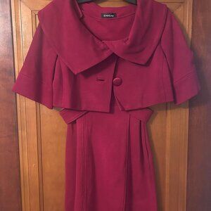 Bebe Red Dress with Cropped Jacket – Size XS